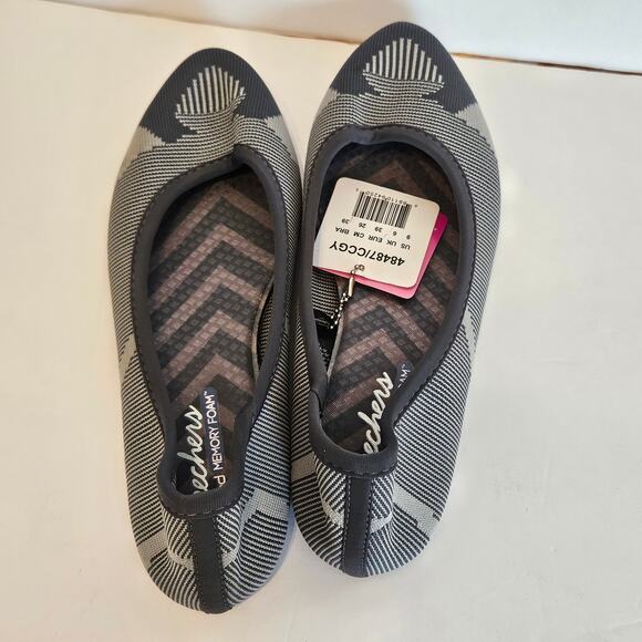 Skechers Cleo Wham Air Cooled Memory Foam Ballet Flats Gray Women's Sz 9 Comfort - Picture 5 of 8